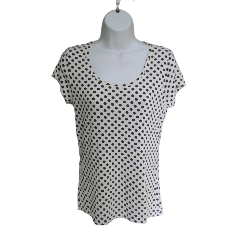 Max Studio Polka Dot Tshirt Black/White M